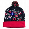 Light Up Christmas Hat Santa Clothes LED Lights Cuff Pom Pom Beanie