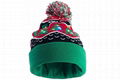 Light Up Christmas Hat Santa Clothes LED Lights Cuff Pom Pom Beanie