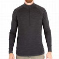 Mens 100% Merino Wool T-shirt Base Layer Half Zipper Sweater Fitted T Shirt