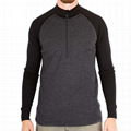 Mens 100% Merino Wool T-shirt Base Layer Half Zipper Sweater Fitted T Shirt