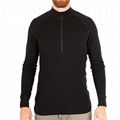 Mens 100% Merino Wool T-shirt Base Layer Half Zipper Sweater Fitted T Shirt