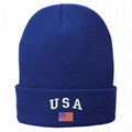 Cuff beanies with custom embroidery winter hat American flag beanie hat 