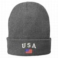 Cuff beanies with custom embroidery winter hat American flag beanie hat 