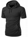 Custom blank shirt hooded short sleeve clothes men t shirt with drawstrings tee