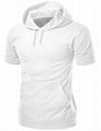 Custom blank shirt hooded short sleeve clothes men t shirt with drawstrings tee