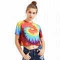Womens Tie Dye Custom Print Shirt Tshirt Round Neck Crop TShirt Top