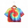 Womens Tie Dye Custom Print Shirt Tshirt Round Neck Crop TShirt Top