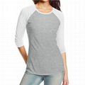 Custom 3/4 length sleeve t-shirt blank Scoop Neck raglan baseball t shirt women