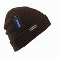 Mustard Fold-up Waffle Knit Beanie Custom Metal Patch Logo Crumpet Winter Hat 