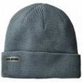 Mustard Fold-up Waffle Knit Beanie Custom Metal Patch Logo Crumpet Winter Hat 