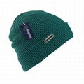 Mustard Fold-up Waffle Knit Beanie Custom Metal Patch Logo Crumpet Winter Hat 