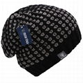 Men's Winter Thick Knit Slouchy Fit Outdoors Ski Beanie Hat Black Popcorn Beanie