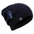 Men's Winter Thick Knit Slouchy Fit Outdoors Ski Beanie Hat Black Popcorn Beanie