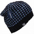 Men's Winter Thick Knit Slouchy Fit Outdoors Ski Beanie Hat Black Popcorn Beanie