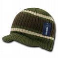 The Reggae Caps knitted acrylic beanies featuring curved shortened visor hat