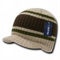 The Reggae Caps knitted acrylic beanies featuring curved shortened visor hat