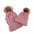 Autumn Winter hat knitted beanie pink warm stripe beanie cap cotton knitted cap