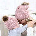 Autumn Winter hat knitted beanie pink warm stripe beanie cap cotton knitted cap