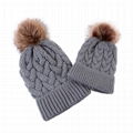 Autumn Winter hat knitted beanie pink warm stripe beanie cap cotton knitted cap