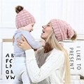 Autumn Winter hat knitted beanie pink warm stripe beanie cap cotton knitted cap