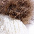 Wholesale fur pompom hat Toddler Baby Kids Warm Winter Wool Crochet Knit Beanie