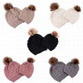 Wholesale fur pompom hat Toddler Baby Kids Warm Winter Wool Crochet Knit Beanie