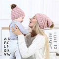 Wholesale fur pompom hat Toddler Baby Kids Warm Winter Wool Crochet Knit Beanie