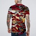 Men T Shirt Print Casual Curved Hem Hip hop Fit Slim Camo Graphic Tshirt Outdoor