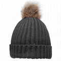 Wholesale acrylic beanies rib knitted pom pom beanie sprout winter hats