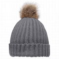 Wholesale acrylic beanies rib knitted pom pom beanie sprout winter hats