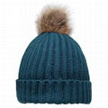 Wholesale acrylic beanies rib knitted pom pom beanie sprout winter hats