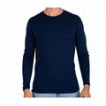 Custom 100% Merino Wool Shirt Long Sleeve Thermal Shirt Plain Round Neck T Shirt