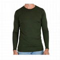 Custom 100% Merino Wool Shirt Long Sleeve Thermal Shirt Plain Round Neck T Shirt