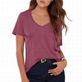 Wholesale Vneck Tshirt Women Summer Plain Organic Cotton Tshirt OEM 