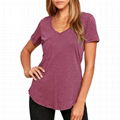 Wholesale Vneck Tshirt Women Summer Plain Organic Cotton Tshirt OEM 