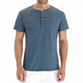 Men's Casual Slim Fit Short Sleeve T-Shirts Cotton Plain Tshirt Mens Henley