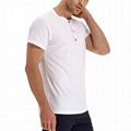 Men's Casual Slim Fit Short Sleeve T-Shirts Cotton Plain Tshirt Mens Henley 6