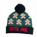 Light Up Gingerbread Christmas Hat Led Lights Beanie Machine Knitted cap beanie