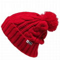 Red pom pom beanie knit men knitted beanies College knit hat custom logo