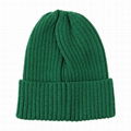 Custom blank acrylic beanie mens skullie ribbed fold up knitted beanies hat