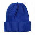 Custom blank acrylic beanie mens skullie ribbed fold up knitted beanies hat