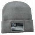 Custom logo beanie embroidered beanie American flag hat winter knitted hats