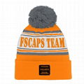 Low Moq Sport Beanie Pom Jacquard Team Winter Hat Knitted Custom Logo Beanie Hat 4