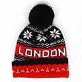 Low Moq Sport Beanie Pom Jacquard Team Winter Hat Knitted Custom Logo Beanie Hat 5