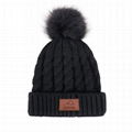 Fashion Cashmere Knitted Beanie Hats Custom Leather Patch Women Knitted Beanie