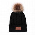 Fashion Cashmere Knitted Beanie Hats Custom Leather Patch Women Knitted Beanie