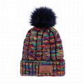 Fashion Cashmere Knitted Beanie Hats Custom Leather Patch Women Knitted Beanie