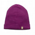 Fashion Cashmere Knitted Beanie Hats Custom Leather Patch Women Knitted Beanie