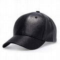 Winter Solid Plain PU Leather Baseball Cap 6 Panel Men's Outdoor Baseball Hats