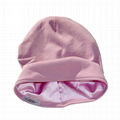 Soft pink blank Satin Lined Beanie Cancer Chemo Custom Tags satin hat  1